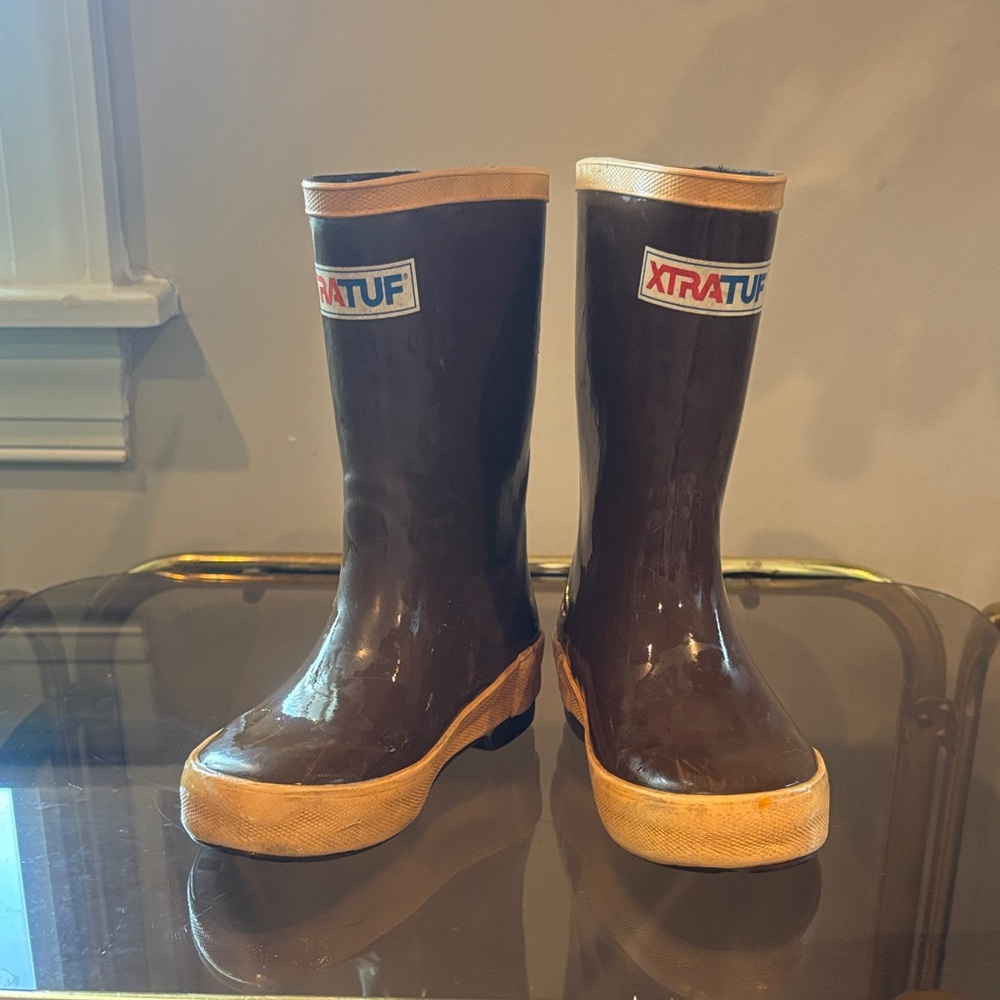 XTRATUF Kids' Brown Rain Boots with Tan Trim